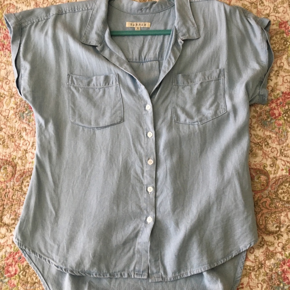 Button Down Short-Sleeve Top